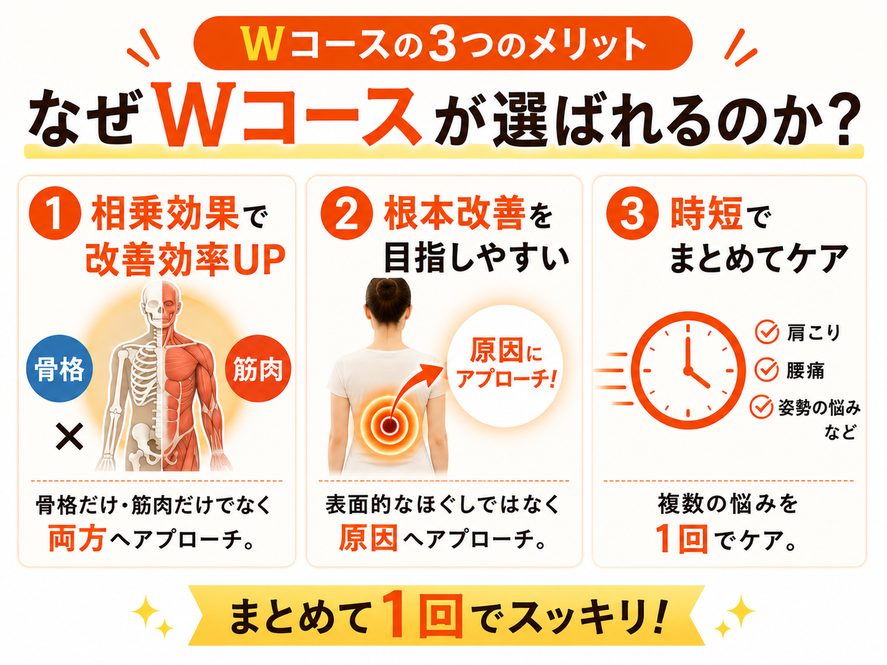 相相乗効果で高い根本改善力と時短ケアを実現するデラックスWコースの3つのメリット