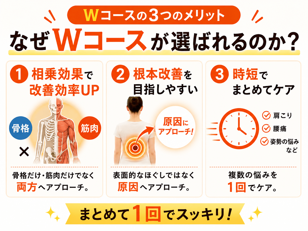 相相乗効果で高い根本改善力と時短ケアを実現するデラックスWコースの3つのメリット