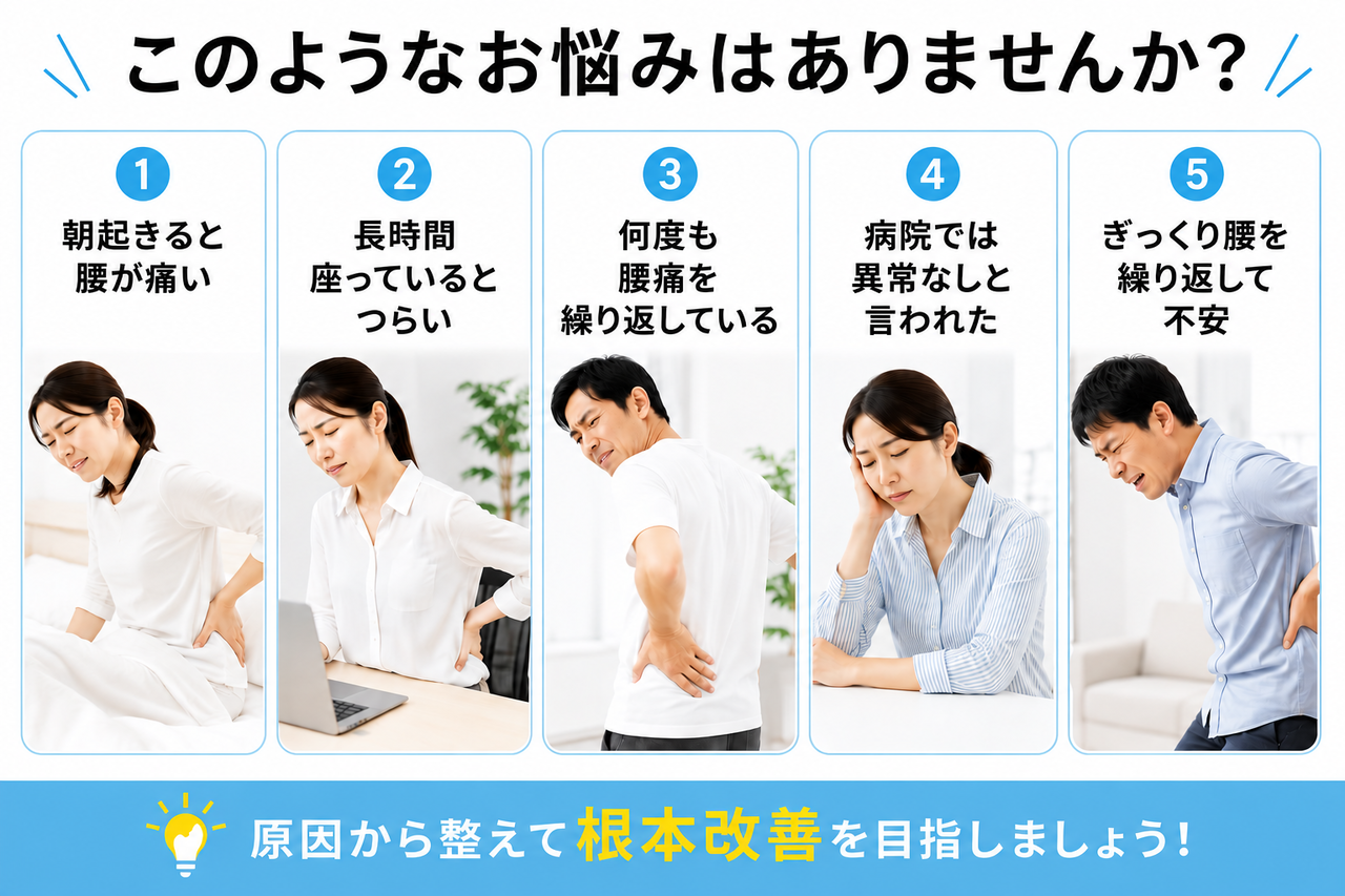 ぶり返す腰痛や筋肉疲労に悩む北九州市小倉南区の女性のイメージ