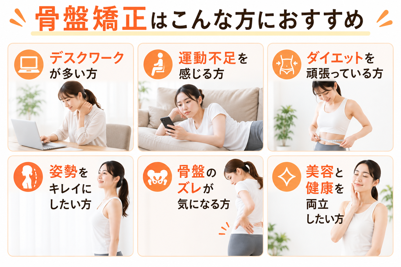 デスクワークによる姿勢の乱れやプロポーションをきれいに整えたい方におすすめの骨盤矯正（北九州市小倉南区）