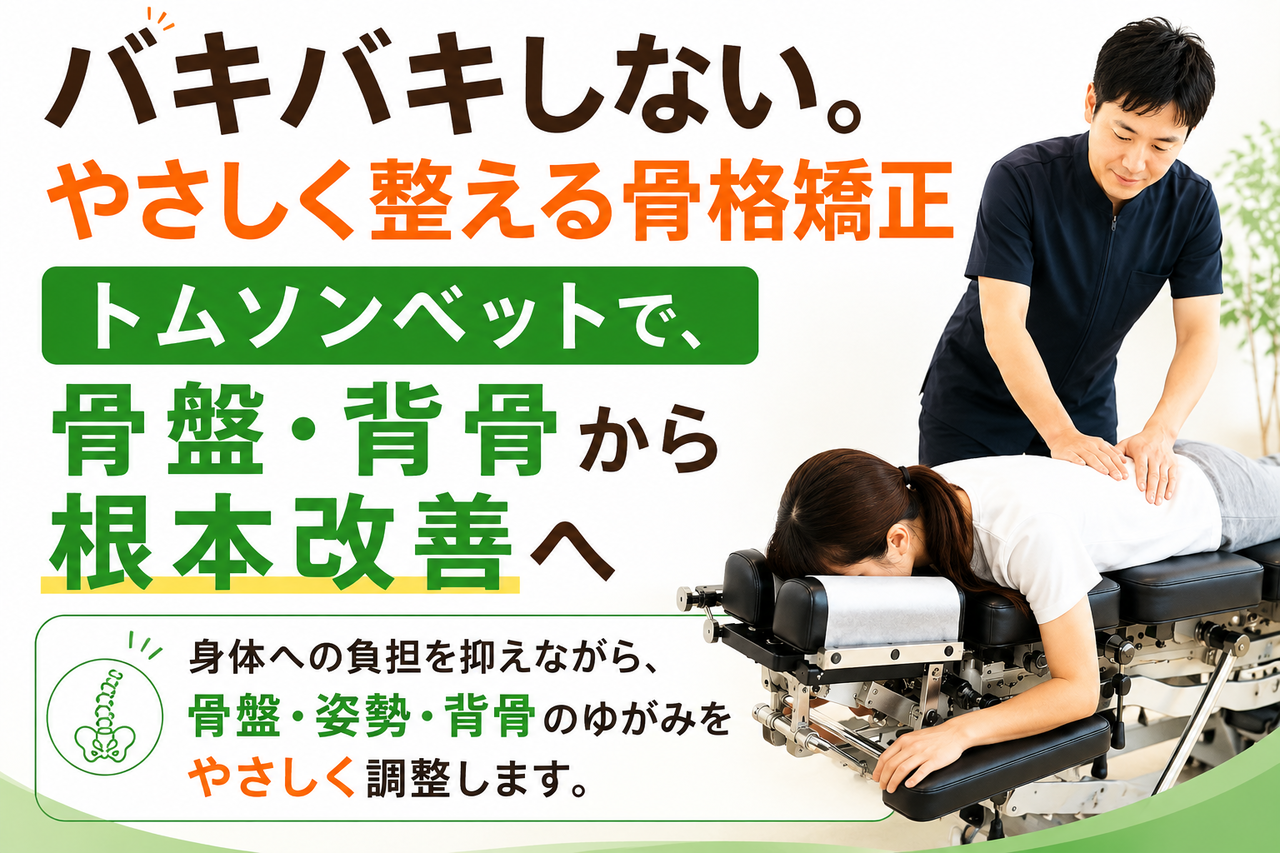 小倉南区の新小倉カイロプラクティック整体院による痛くないトムソンベッド骨盤矯正の施術風景