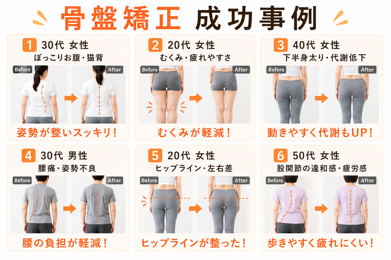 北九州市小倉南区の当整体院で骨盤矯正を受けられた方の成功事例と姿勢の変化