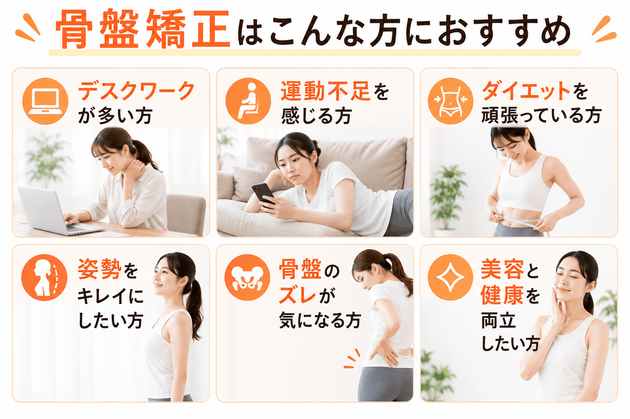 デスクワークによる姿勢の乱れやプロポーションをきれいに整えたい方におすすめの骨盤矯正（北九州市小倉南区）